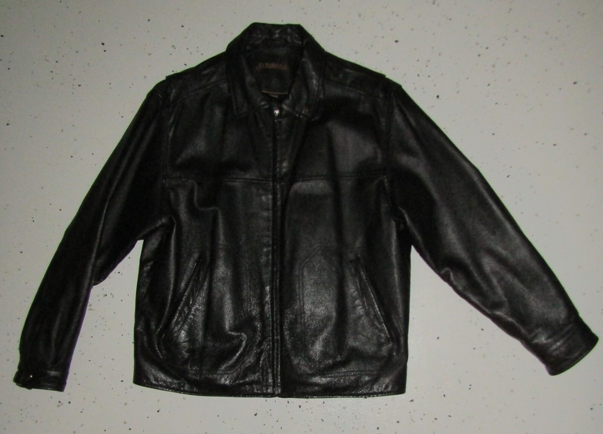 Mens St. John's Bay Genuine Leather Jacket L Black Zip Front Mens St. John's Bay Genuine Leather Jacket L Black Zip Front