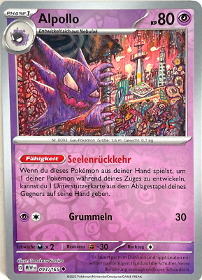 Pokémon 151: Alpollo 093/165 REVERSE HOLO Karte  