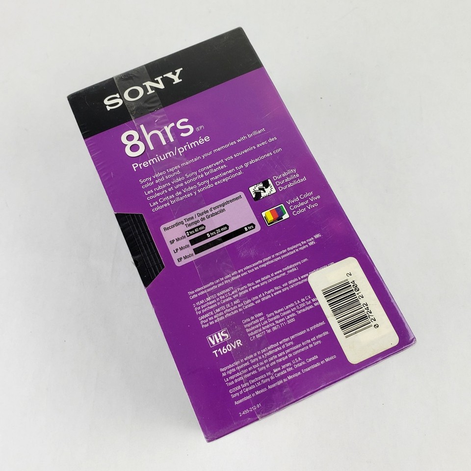 3 Sony 8T160VR 160Minute Premium Grade Blank VHS Tapes 8 Hour NEW