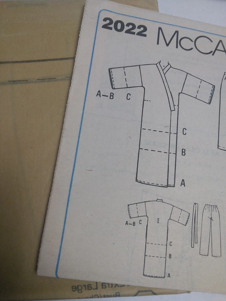 Robe Pants Belt Sleep Lounge Mens Ladies XL McCalls 2022 Sewing Pattern UC FF - Image 3 of 4