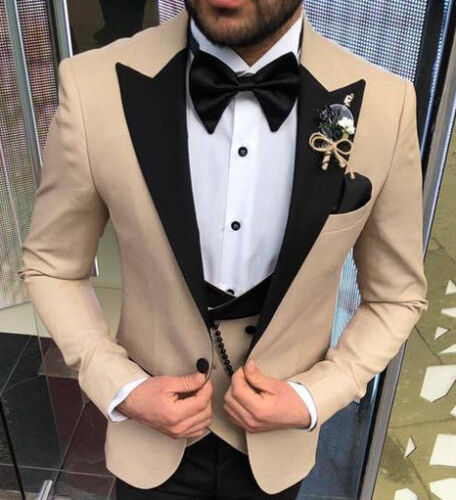 Incubus Verstrikking advocaat Designer Beige Smoking Hochzeitsanzug Herrenanzug Partyanzug Slim Fit  Talliert | eBay