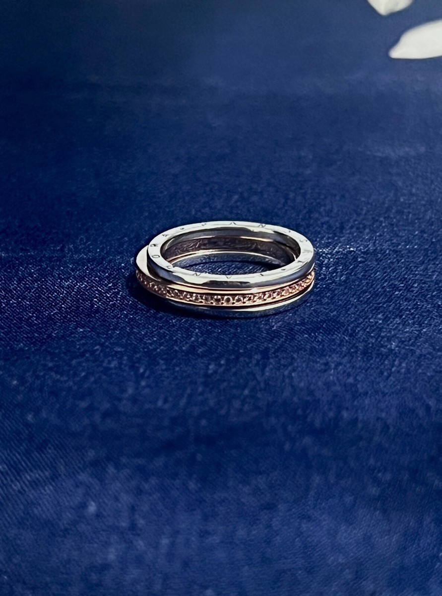 PANDORA SIGNATURE TWO TONE LOGO & PAVE RING, STERLING SILVER