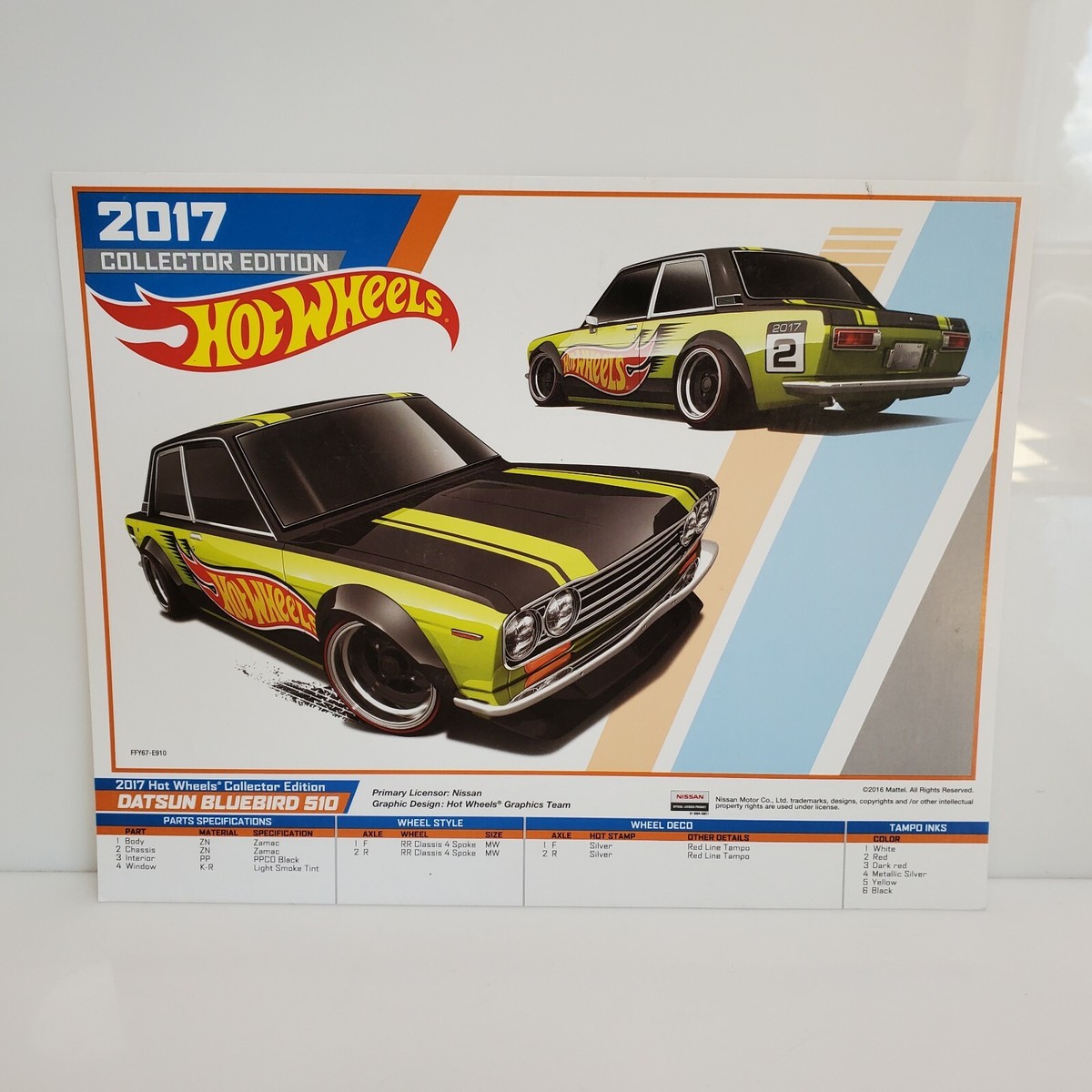 Hot Wheels 2017 Collectors Edition Datsun Bluebird 510 E-Sheet