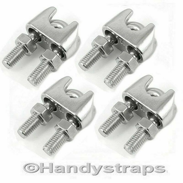Wire Rope Grips 4 X 6mm Stainless Steel Bulldog Clamp Marine Handy