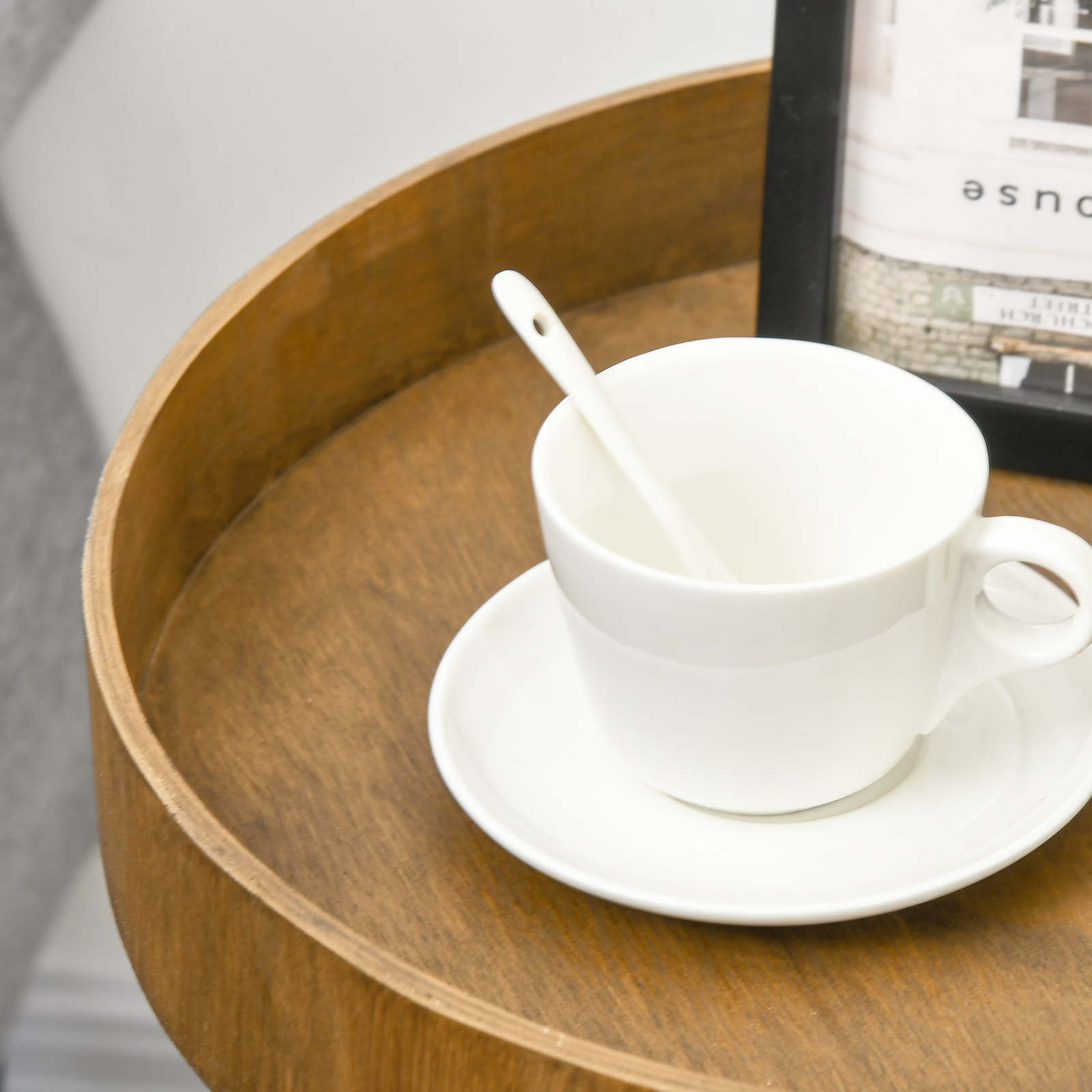 HOMCOM Tavolino da Caffè con Bordi Rialzati Stile Industriale in Legno e Acciaio - Foto 10 di 10
