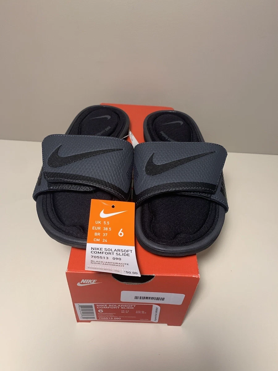 Nike Benassi Solarsoft Men s Size 6 Slides Sandals Black Anthracite 705513 090