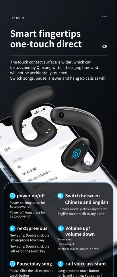 Bluetooth 5.0 Earpiece Noise Cancelling Stereo Sound Earbud Wireless Headset - Image 4 of 4