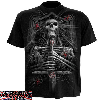 T-shirt Homme Spiral Direct Noir - Motif Crâne - Taille S - 100% Coton