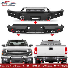 Front And Rear Bumper For 2014-2015 Chevy Silverado 1500 W Winch Plate Lights