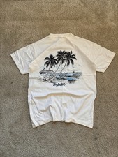 Y2k Vintage Single Stitch Hawaii Wave and Palm Trees Nature Tshirt Size L VTG