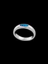 Engagement Band ring, 925 Sterling Silver ring, Blue Opal ring, size 10