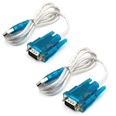 Hailege CH340 USB to RS232 and DB9 Serial Cable - Pack of 2 COM Port Converter