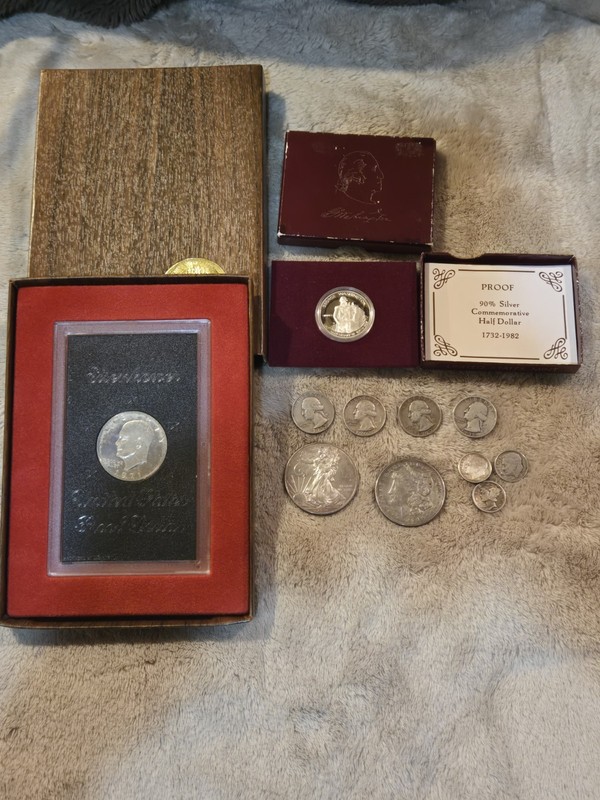 ESTATE US SILVER COIN LOT MIXED DENOMINATION 11PCS AMERICAN EAGLE +