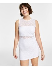 BAR III Womens White Lined Fitted All Over Waist Sleeveless Mini Dress S