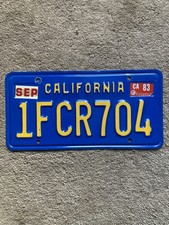 1983  California Blue License Plate - 1FCR 70...