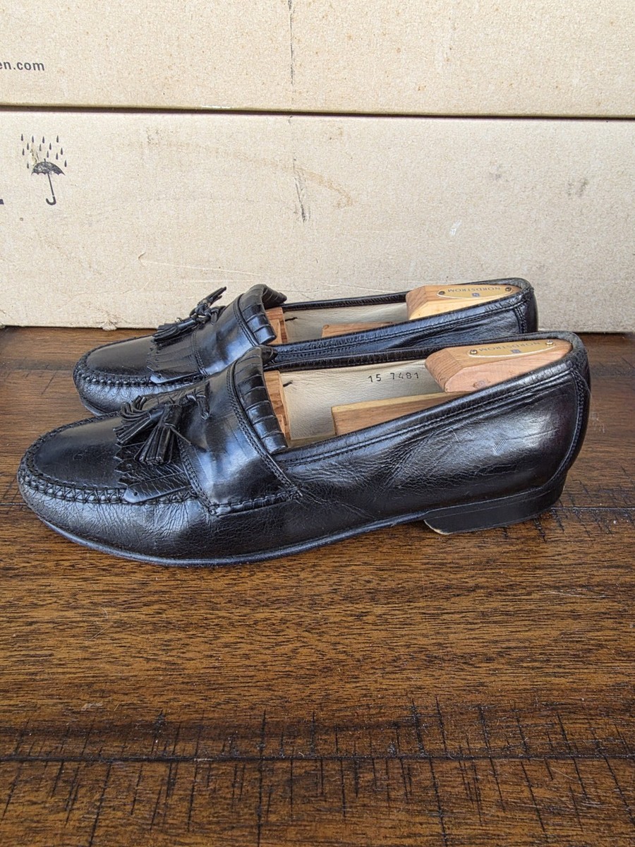 Johnston Murphy Black Leather Kiltie Tassel Loafers Dress  display picture 2