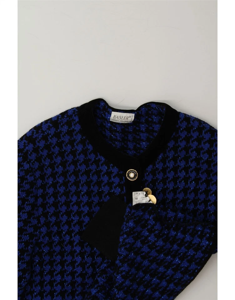 Cardigã feminino BASLER suéter UE 42 grande azul lã Houndstooth AA03 - Imagem 3 de 3