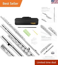 Perfect Starter Nickel-Plated C Flute with Accessories for Beginners - 16 Keys
