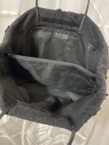 Vintage Desmo Tasche schwarz Leder und Wolle gebraucht, in einwandfreiem Zustand hergestellt in Italien - Bild 5 von 7