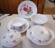 koyo melamina set platos cuencos servir platos rosas florales