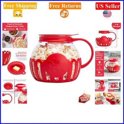 Red 3-Quart Micro-Pop Microwave Popcorn Popper with 3-in-1 Lid