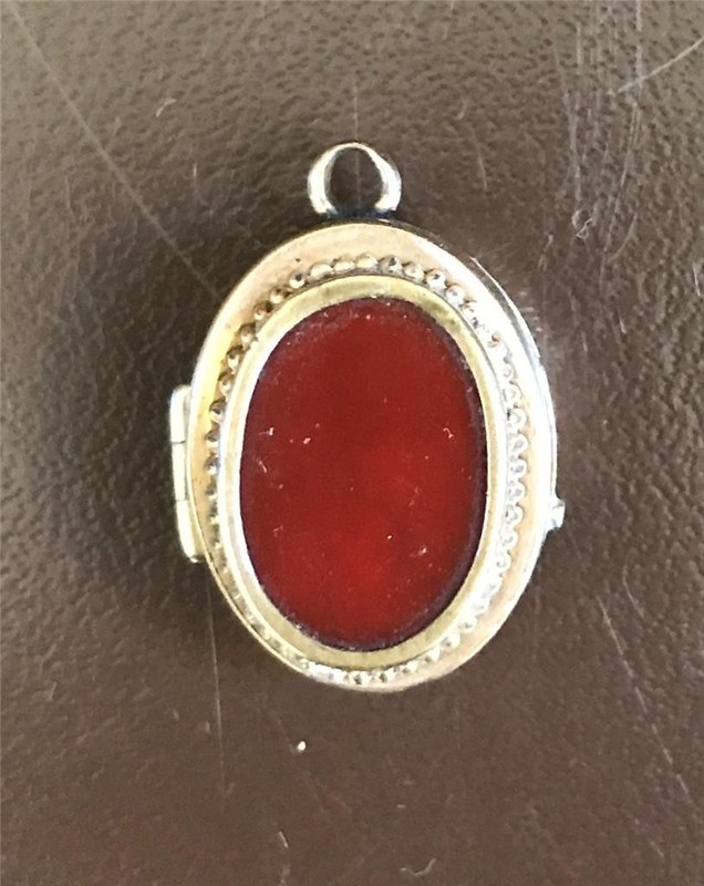 Antique Double Sided Gold Filled Pocket Watch Fob Locket W/ Carnelian & Cameo
