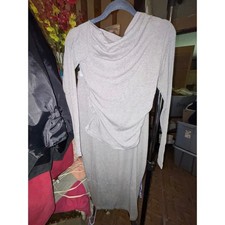 Gray DCGJRAS Dress Long Sleeve Ruched Bodycon Casual Elegant