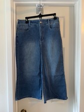 NYDJ Cool Embrace Wide Leg Denim Crop Jeans COMPASS sz 10 PETITE