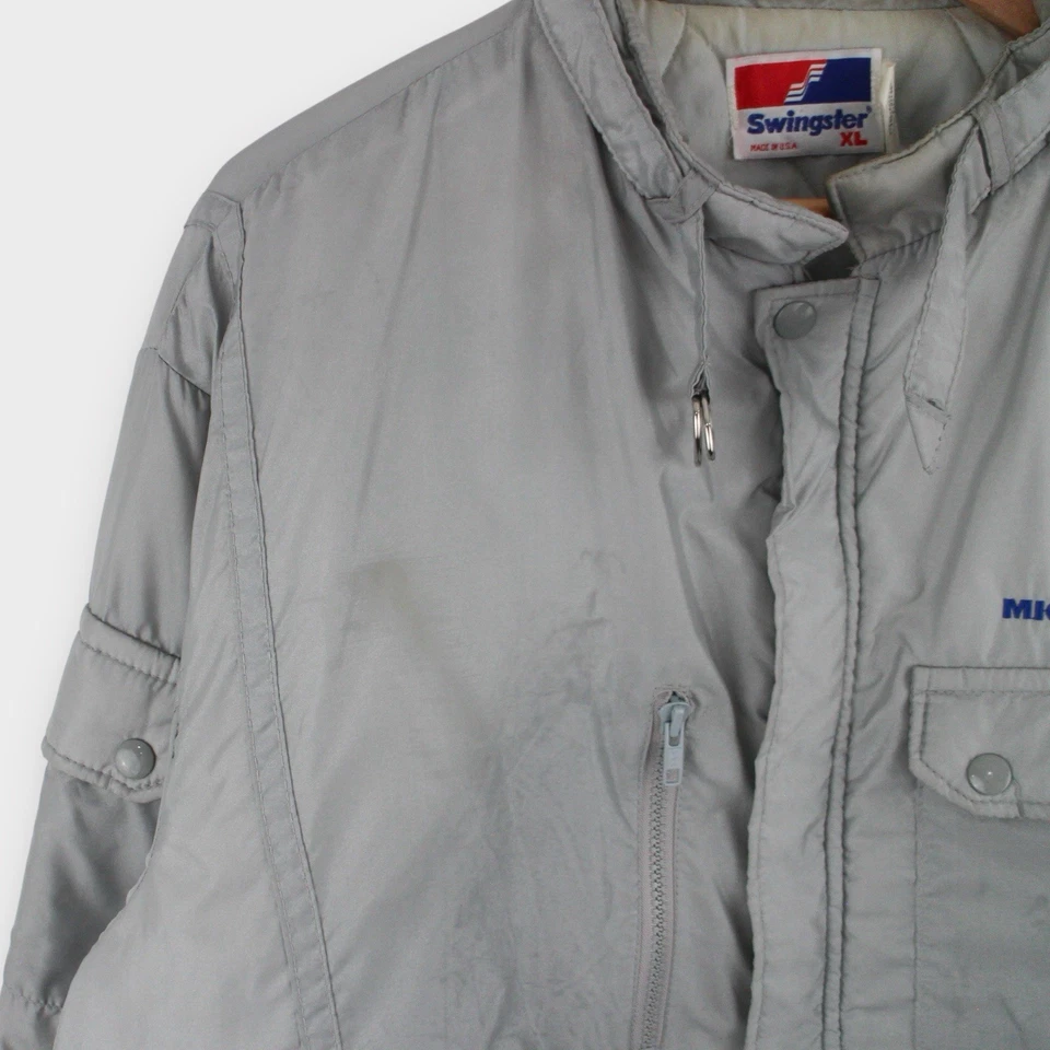 Vintage Michelin Men’s Swingster Bomber Jacket Size XL Silver Made In USA - Image 3 of 4