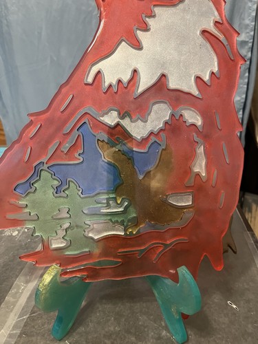 Acrylic Red Eagle Plaque Handmade - Picture 5 of 6