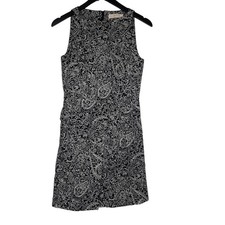 Tory Burch Paisley Doodle Mini Sheath Dress 2 Black White Sleeveless Preppy