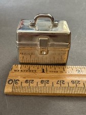 SMALL SILVERPLATE LUNCH SEWING TOOL HINGED PILL TRINKET RING BOX VINTAGE