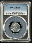 1943  1C  Lincoln Wheat One Cent  PCGS MS66+   58322046
