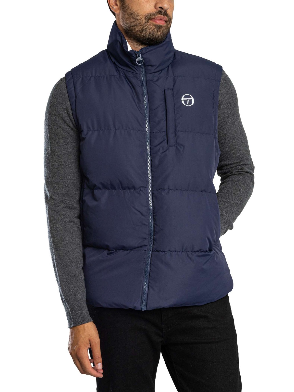 Sergio Tacchini Men's Maritime Blue Court Padded Gilet - Image 2