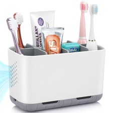 Boperzi Toothbrush and Toothpaste Holder Drainage for Bathroom Grey