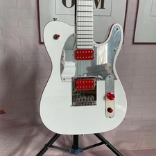John 5 Ghost TL Electric Guitar Red Kill Switch HH Pickup Solid Body White