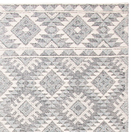 Natura Collection Area Rug - 8' x 10', Cream & Aqua, Handmade Diamond Wool, I... - Picture 7 of 8