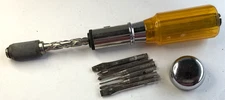Vintage Fuller Press Rotating Spiral Push Ratchet Screwdriver Japan-BF