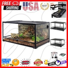 50 Gallon Reptile Glass Terrarium Tank Double Hinge Door with Screen Ventilat...