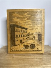 Vintage-Rara Incisa "Palazzo Antinori Firenze' Scatola Vino, Chiusure, Angoli a Coda di rondine