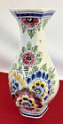 VTG Delft Polychrome Pottery 10 inch Floral Vase Holland  Hand painted