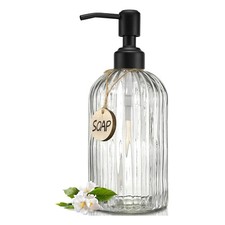 Stylish 18Oz Glass Soap Dispenser with Elegant Black Pump - Perfect for Decor