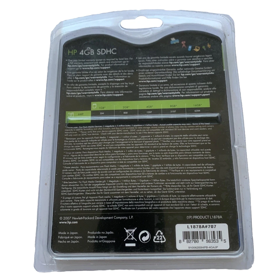 HP 4GB SDHC Secure Digital High Capacity SD Memory Card New/Sealed - Image 2 of 4