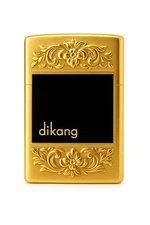 Luxury Gold Black dikang Lighter - Elegant Refillable Windproof Flame