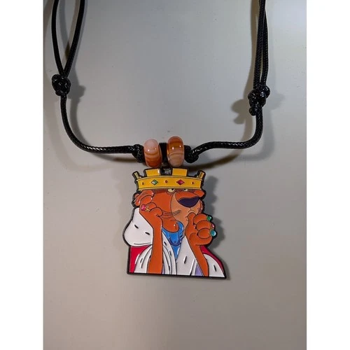 Disney Robin Hood Prince John Repurposed Enamel Pin Adjustable Necklace Black - product listing photo