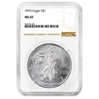 1993 $1 1-oz American Silver Eagle NGC MS69 Brown Label