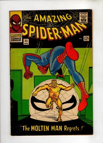 AMAZING SPIDER-MAN #35 1966 MARVEL FN- 5.5 MOLTEN MAN STORY! SILVER AGE!