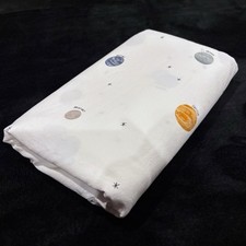 Crate Barrel Kids Queen Top Flat Sheet OUTER ORBIT Organic Cotton Planets 90x102