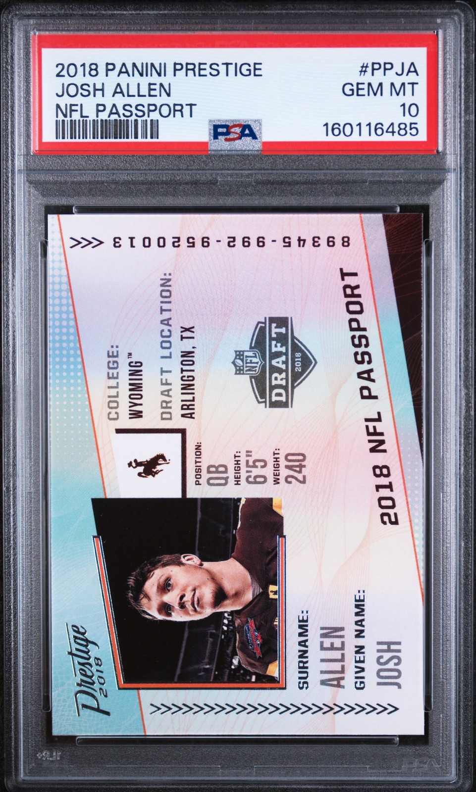 Josh Allen Panini Prestige NFL Passport #PPJA Base