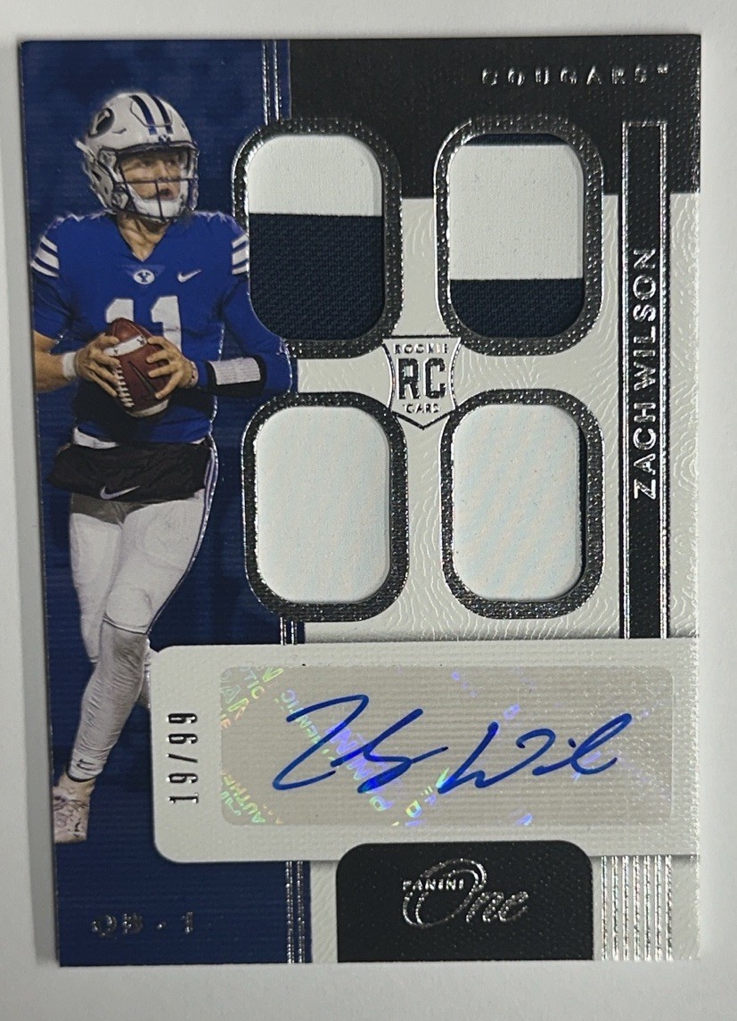 Zach Wilson Panini Chronicles Draft Picks Origins Rookie Jumbo Patch Autograph #ZWL Base